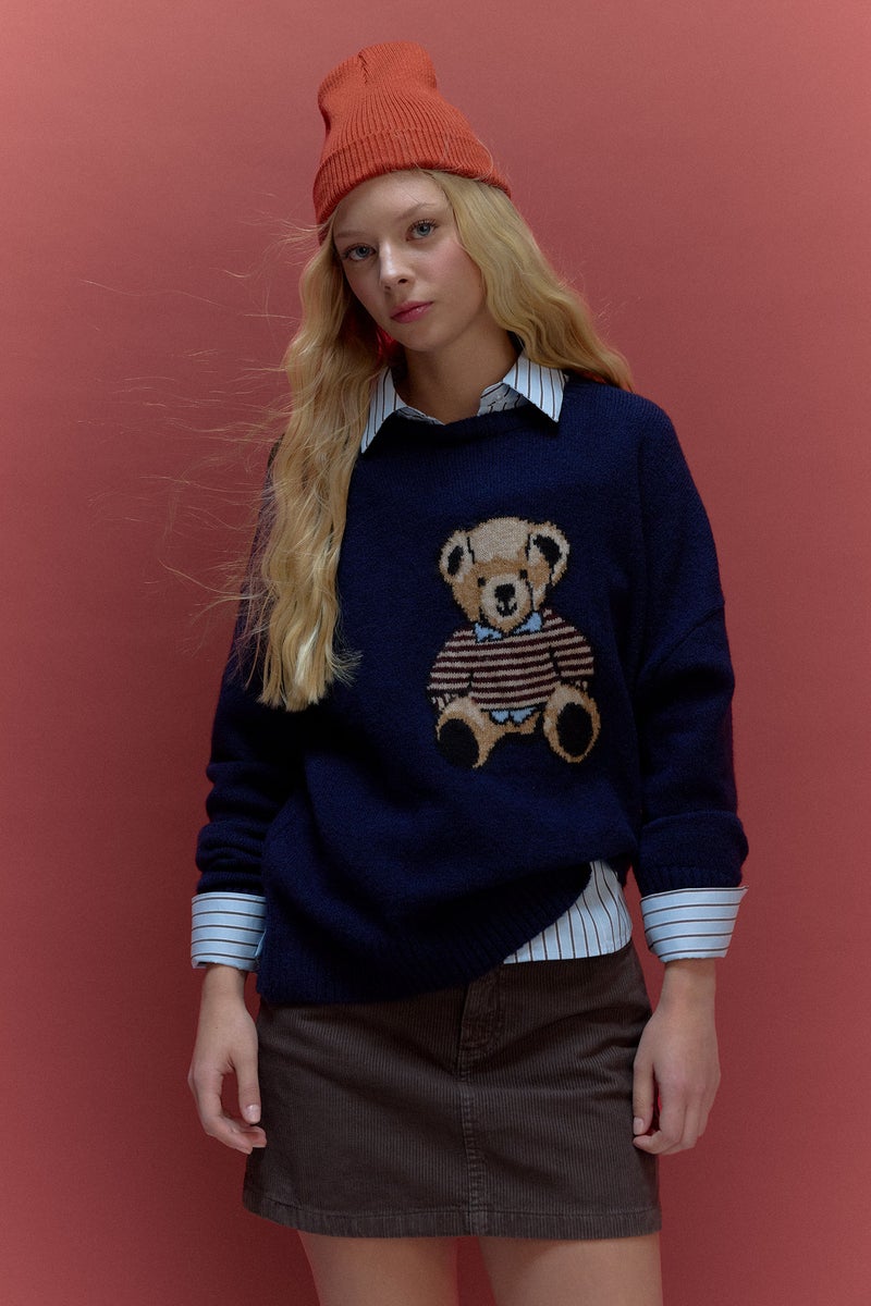 DeFacto Blue Woman Regular Fit Crew Neck Pullover Casual - Image 1